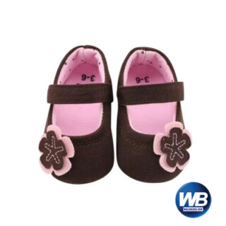 Zarossa Brown And Pink Cotton Shoe For Baby