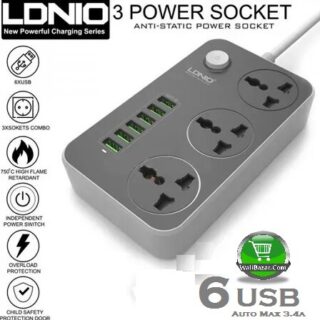 LDNIO POWER STRIP WITH 3 AC SOCKETS + 6 USB PORTS 3.4 A