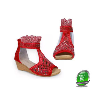Girls Red Fabrics Party Shoe