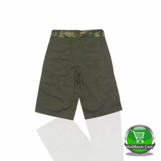 Boys Olive Cotton Half Pant