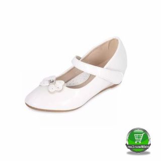 Girls White Artificial Leather Ballerina