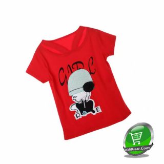 Children Girls Short Sleeve Rose Red Tops